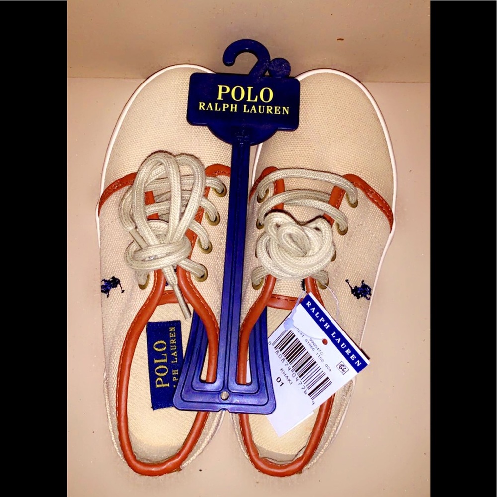 Big Boys size 1 Ralph Lauren Polo sneaker(deck) shoe brand new with tags and box
